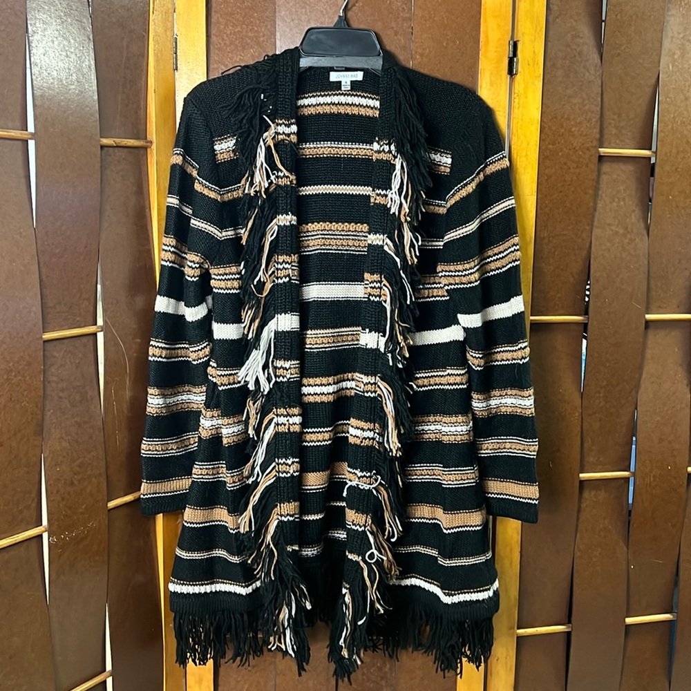 Johnny Was Alpaca Wool sweater with fringe details.